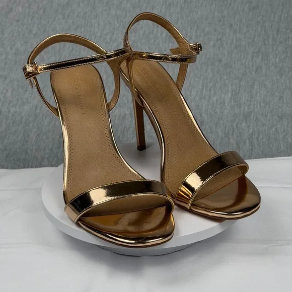 ASOS DESIGN Metallic Rose Gold Ankle Strap Stiletto Heels Sandals Size 6.5 - Picture 2 of 8